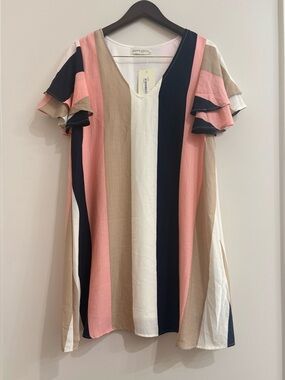 Pants Store Navy/Coral/Ivory Dress Size M